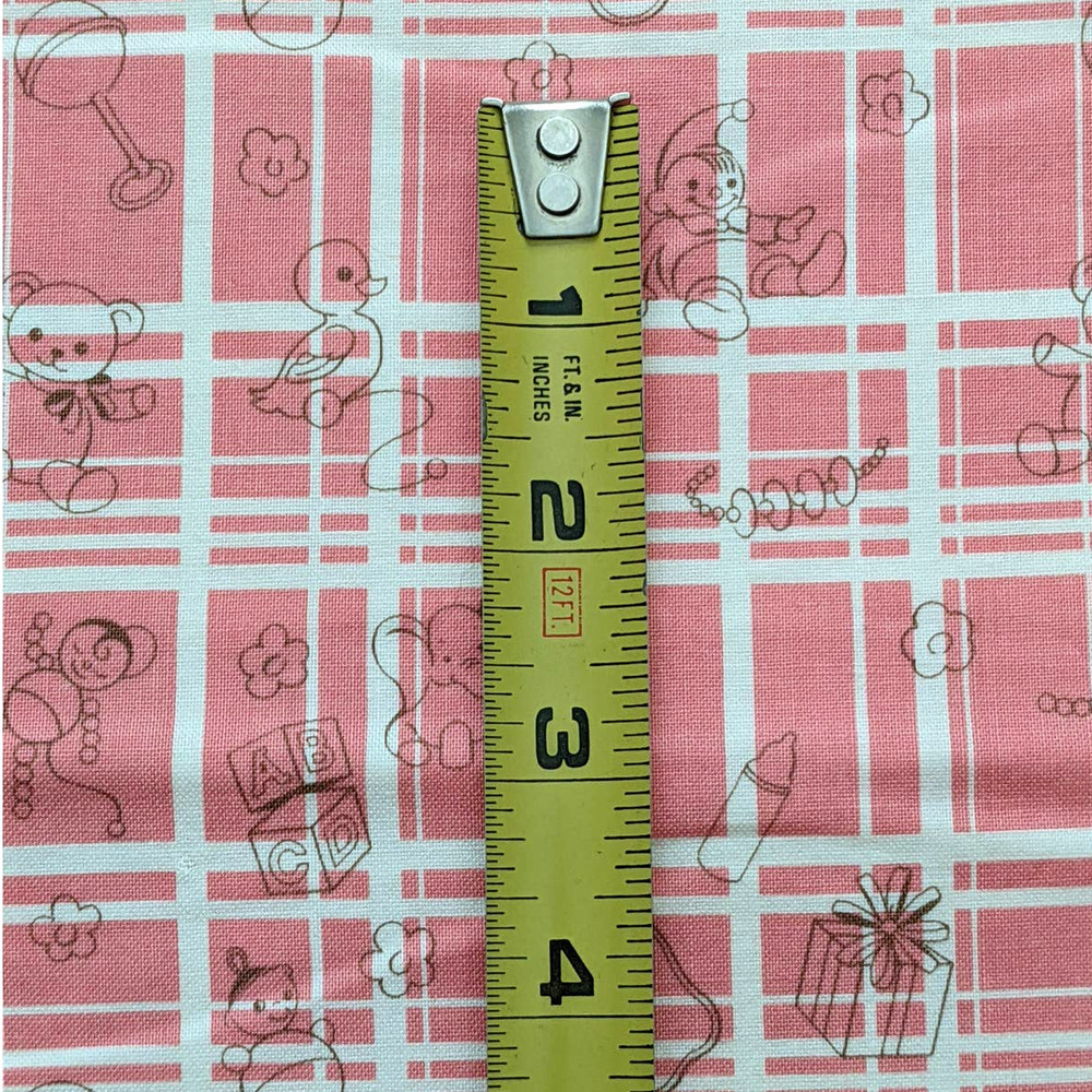 Michael Miller "Play Plaid" Fabric Vintage MCM Reproduction, Retro Nursery Print - Picture 6 of 7